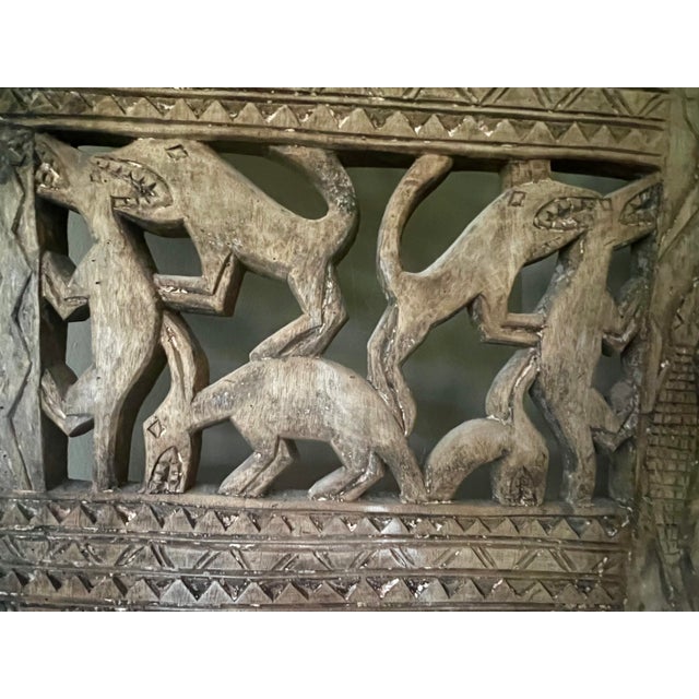 Brown Mid 20th Century Large West African Carved Wood Screen For Sale - Image 8 of 11