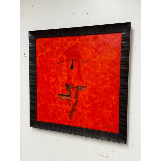 Design Plus Gallery presents a Bold Artwork of Red + Black with Asian Influence. The painting is original and signed in...
