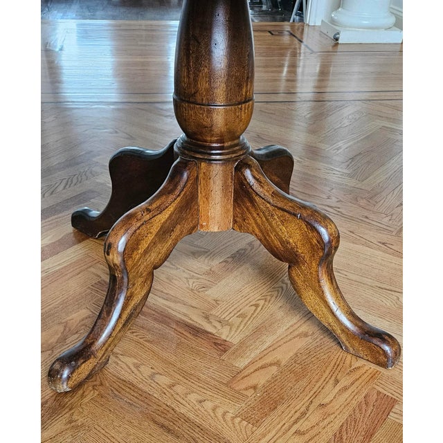 Wood Mid-Century Round to Oval Walnut Extendable Dining Table For Sale - Image 7 of 11