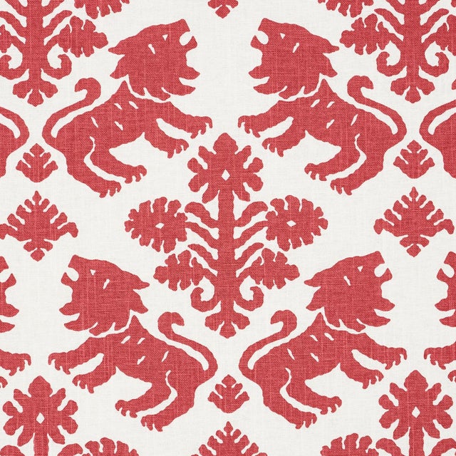 Sample - Schumacher Regalia Fabric in Red For Sale