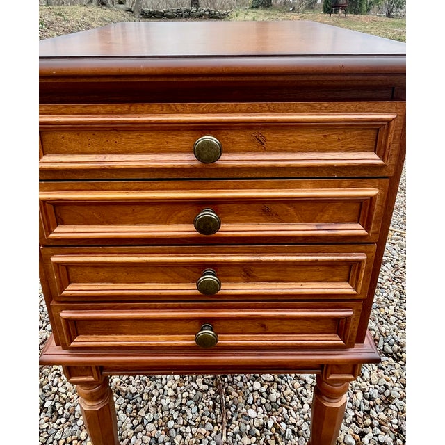Side Table With Storage of Four Folding Serving Tray Stands Solid Birchwood For Sale - Image 4 of 13