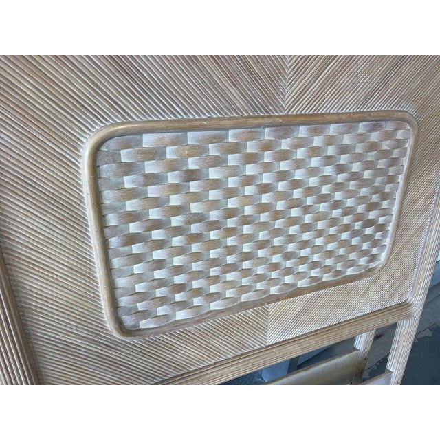 Postmodern Vintage Faux Pencil Rattan Twin Headboard Set, Wood For Sale - Image 3 of 12