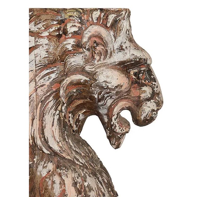 Wood Relief Carved Wood Ornament in the Form of a Winged Lion For Sale - Image 7 of 12
