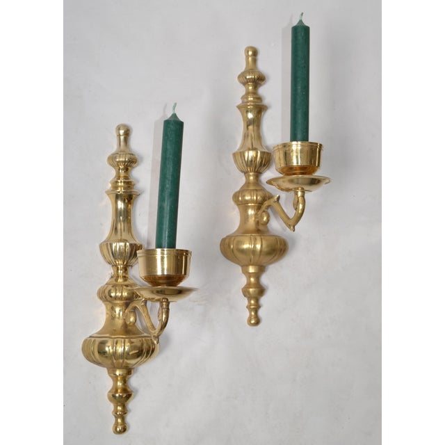 1970s Solid Cast Bronze Candle Sconces, Non Electrified Wall Lights - Pair For Sale In Miami - Image 6 of 12