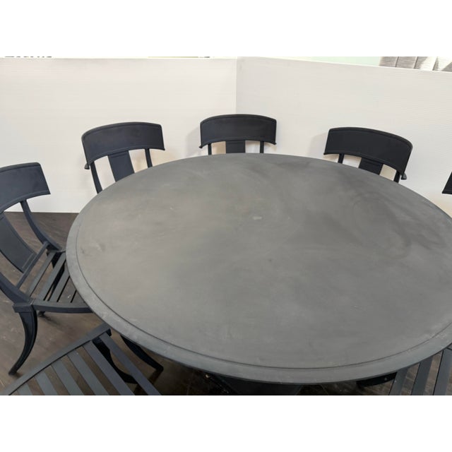 Restoration Hardware Outdoor Klismos Pedestal Table + Klismos Chairs Patio, Set of Seven For Sale - Image 12 of 12