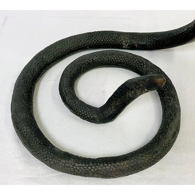 Black Vintage Cast Iron Coiled Snake Stand With Baby Snake For Sale - Image 8 of 12