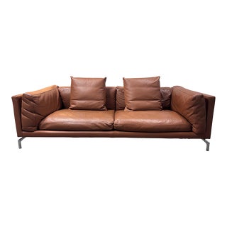 Giorgio Soressi for Design Within Reach 92" Italian Leather Como Sofa For Sale