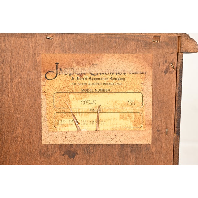 Chippendale Solid Mahogany Drop Front Secretary Desk by Jasper Cabinet Co. For Sale - Image 17 of 18