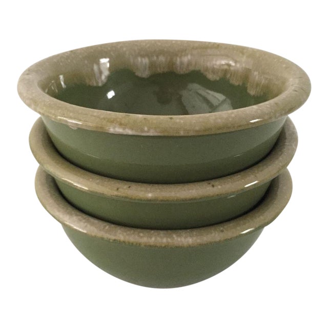 MidCentury Hull Pottery Green Drip Glaze Bowls Set of 3 Chairish