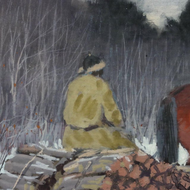 Andrei Afanas'evich Egorov, Sleigh on the Snow, 1900s, Tempera on Cardboard, Framed For Sale - Image 4 of 12