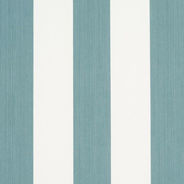 SAMPLE - Schumacher Edwin Stripe Wide Wallpaper In Teal For Sale