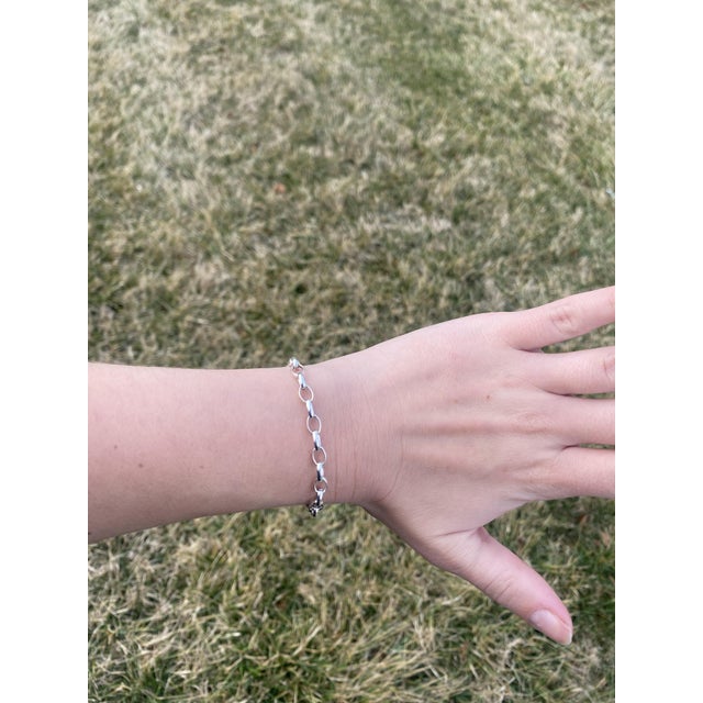 Slane Oval Link Toggle Chain Bracelet, Sterling Silver, Length 7.5 Inches For Sale - Image 4 of 4