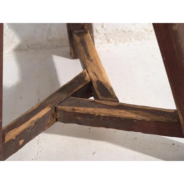 1920s Vintage Dark Colored Round Stool, 1920 For Sale - Image 5 of 8