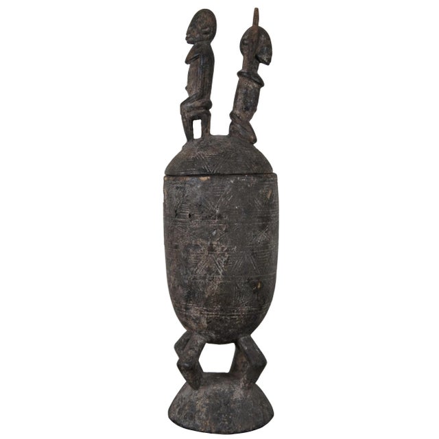 Antique Early 20th Century African Mali Dogon Ceremonial Tribal Carved Container Lidded Vessel For Sale - Image 13 of 13