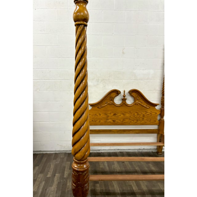 Vintage Queen Size Carved Four Poster Rice Bed With Barley Twist Posts ...