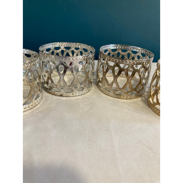 Mid-Century Modern Vintage Silverplate Openwork Napkin Rings – Set of 4 For Sale - Image 3 of 6