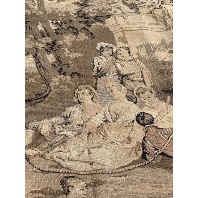 Elegant French tapestry from early 20th century, woven on the jacquard looms in the traditional 18th century Aubusson...
