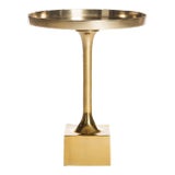 Image of Mid Century Inspired Round Side Table in Antique Brass For Sale