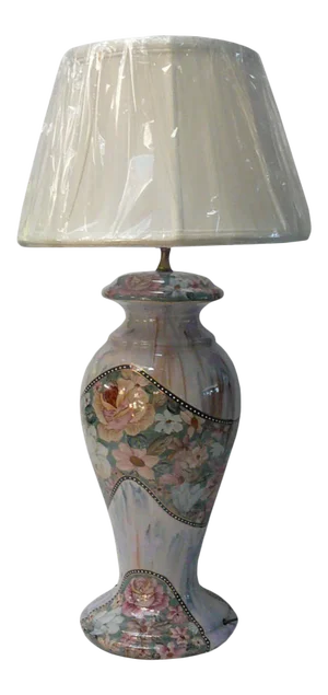 Pink Color Western Floral Pattern Porcelain Vase Table Lamp Cs206