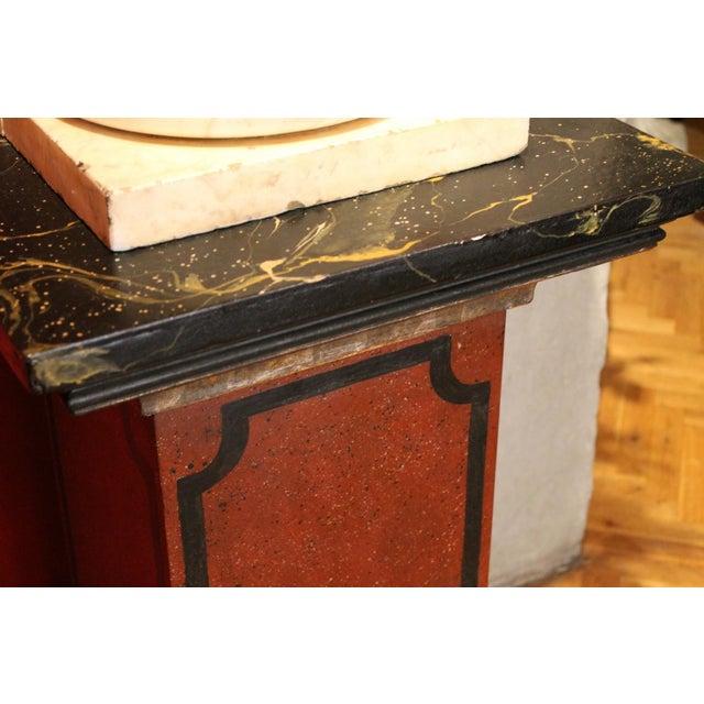 Black 19th Century Italian Faux Marble Lacquer Architectural Pedestals or Columns, Set of 2 For Sale - Image 8 of 18