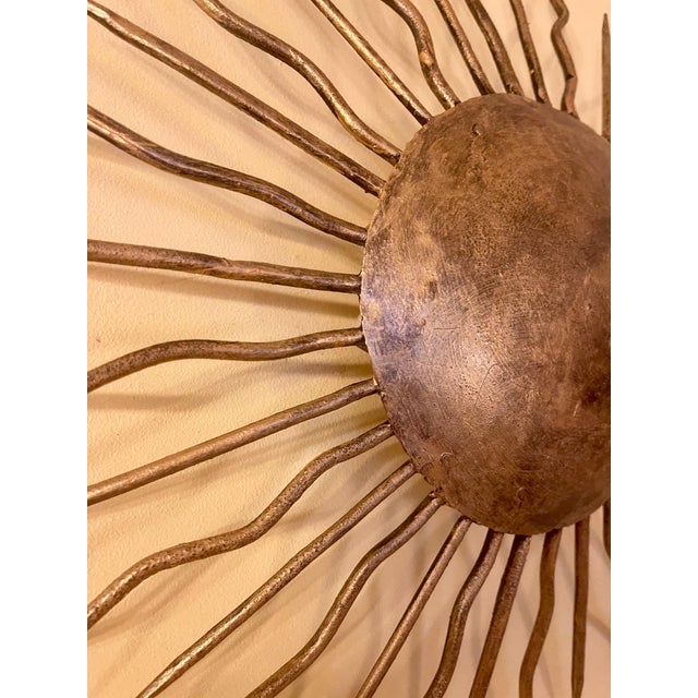 Brown Spanish Solar Crown Sunburst Wall Light in Gilt Metal, 1950s For Sale - Image 8 of 10