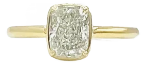 Gia White Diamond Cushion 1.50 Carat Solitaire Ring in 18k Yellow Gold, Size 6.5