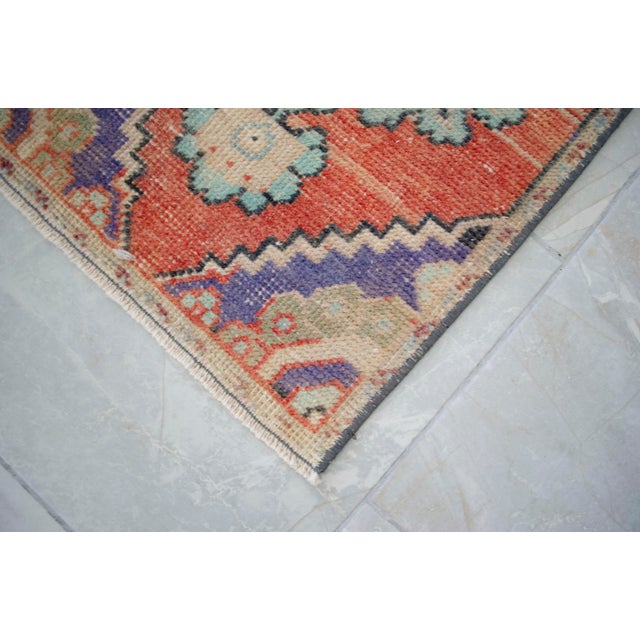 Textile 1960s Hand Knotted Door Mat, Entryway Rug, Bath Mat, Kitchen Decor, Rug, Turkish Rug - 1'5" X 2'6" For Sale - Image 7 of 13