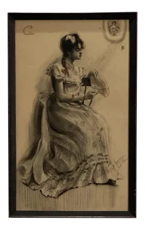 Drawing of a Victorian Woman, American Circa 19th Century