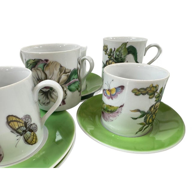 Vintage Mottahedeh Chelsea Botanical Cup & Saucer Set- 16 Pieces For Sale In Houston - Image 6 of 7