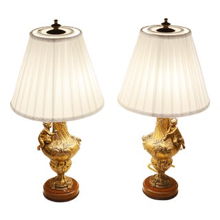 Art Nouveau Bronze Lamps, 1890s, Set of 2 For Sale