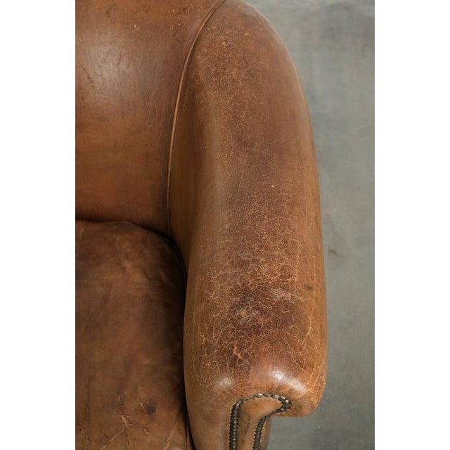 Brown Vintage Sheepskin Club Armchair For Sale - Image 8 of 14