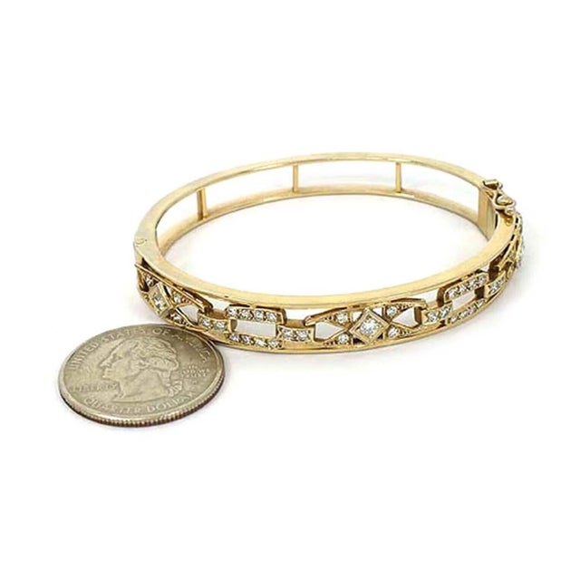 Contemporary Late 20th Century Diamond Fancy 14k Yellow Gold Open Design Bracelet For Sale - Image 3 of 3