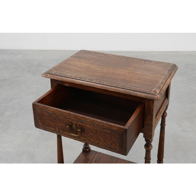 Small Rustic Cabinet with Drawer or Nightstand in Oak, France, 19th Century For Sale - Image 4 of 13