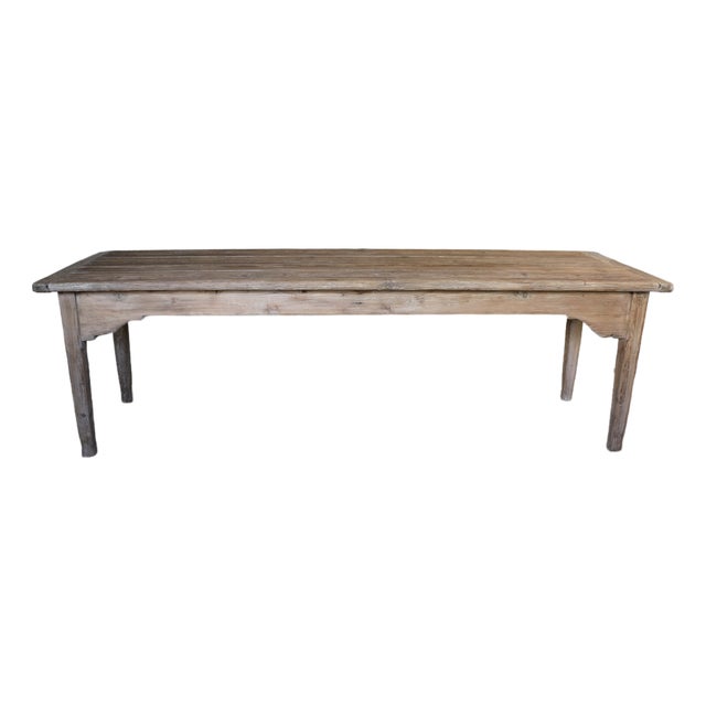 Early 20th-Century Farmhouse Pine Dining Table For Sale
