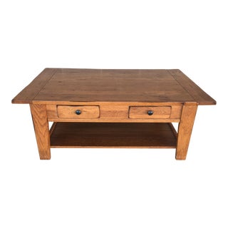 Broyhill Attic Heirlooms Solid Oak 2 Drawer Coffee Table For Sale
