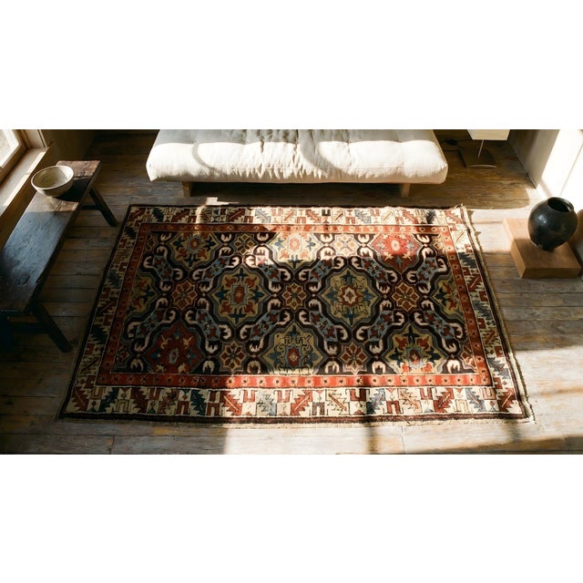 19th Century Caucasian Alpan Kuba Rug ( 3'2" x 5'4" - 96 x 162 ) For Sale - Image 9 of 10