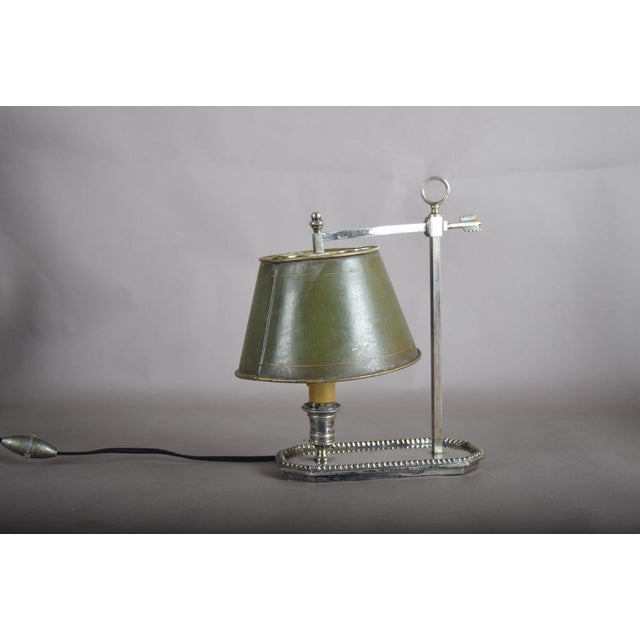 French Bouillotte Lamp in Silvered Metal, 1930s For Sale - Image 6 of 14
