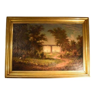 19th Century Oil on Canvas Landscape by L Le Roux For Sale