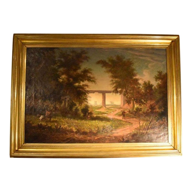 19th Century Oil on Canvas Landscape by L Le Roux For Sale