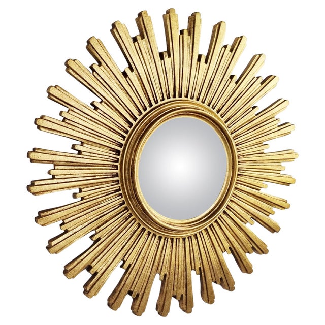 Vintage Golden Sunburst Mirror, 1960s For Sale - Image 9 of 9