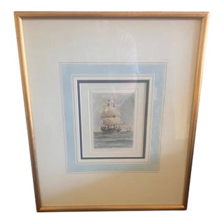 Vintage Maritime Tall Ship Engraving - The Mayflower For Sale