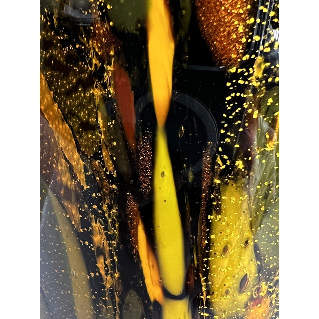 Modern Glass Vase With Splatters and Gold Dust in Murano Style For Sale - Image 12 of 14