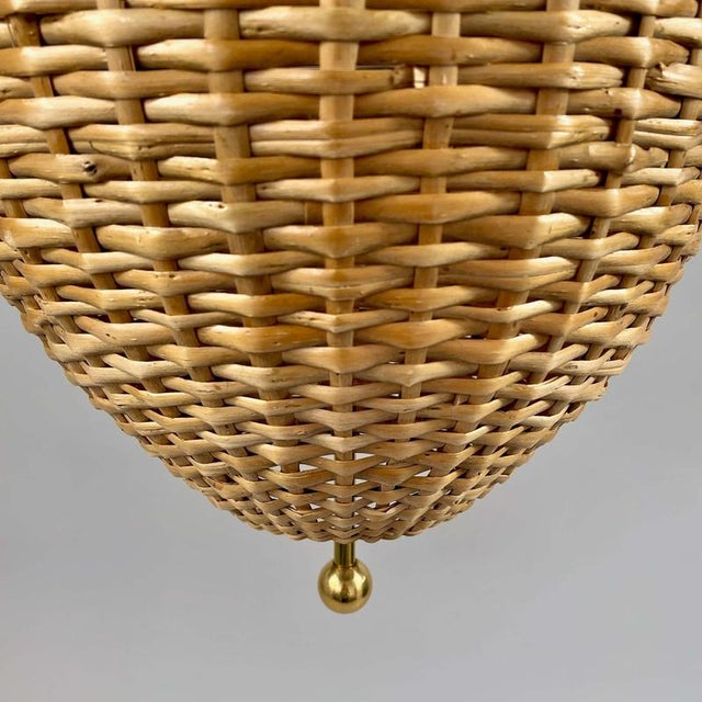 Mid-Century Rattan and Brass Pendant Light, Sweden, 1950s For Sale - Image 9 of 18