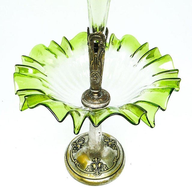 Art Nouveau Fruit Bowl on Stand with Flute Vase, 1900s For Sale - Image 5 of 12
