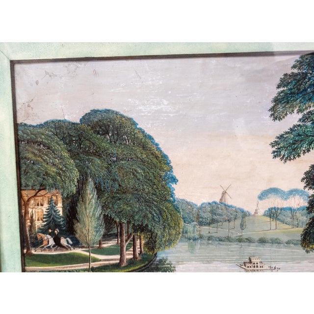 19th Century English Victorian Exquisite Gouache Landscape Painting of Park Setting For Sale - Image 10 of 18