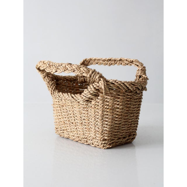 Vintage Woven Basket With Handles For Sale - Image 12 of 13