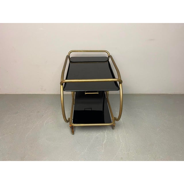 Mid-Century Brass and Black Glass Bar Trolley from Grünstadt, Germany, 1950s For Sale - Image 14 of 18