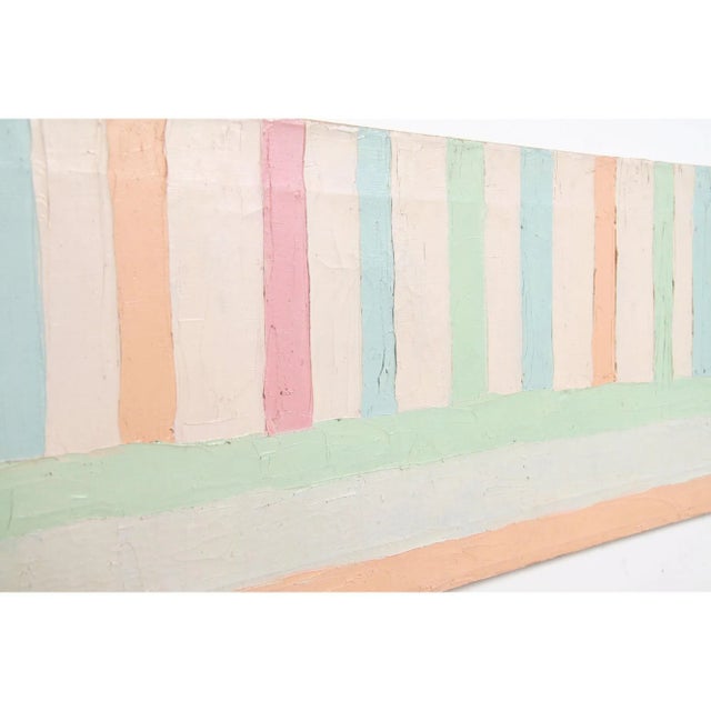 Pistachio Large Original Vintage 1980s Oil on Canvas Pastel Colored Horizontal Painting #2 For Sale - Image 8 of 11