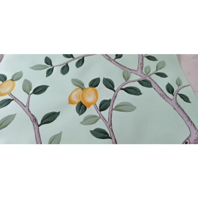 Baby Blue 36" * H100"/Panel * 5ps, Baby Blue Lemon Tree Wallpaepr, Lemon Tree Wallpaper Muural, 5 Panels For Sale - Image 8 of 10