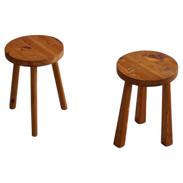 Set of Swedish Pine Tripod Stools, 1960s For Sale - Image 15 of 15